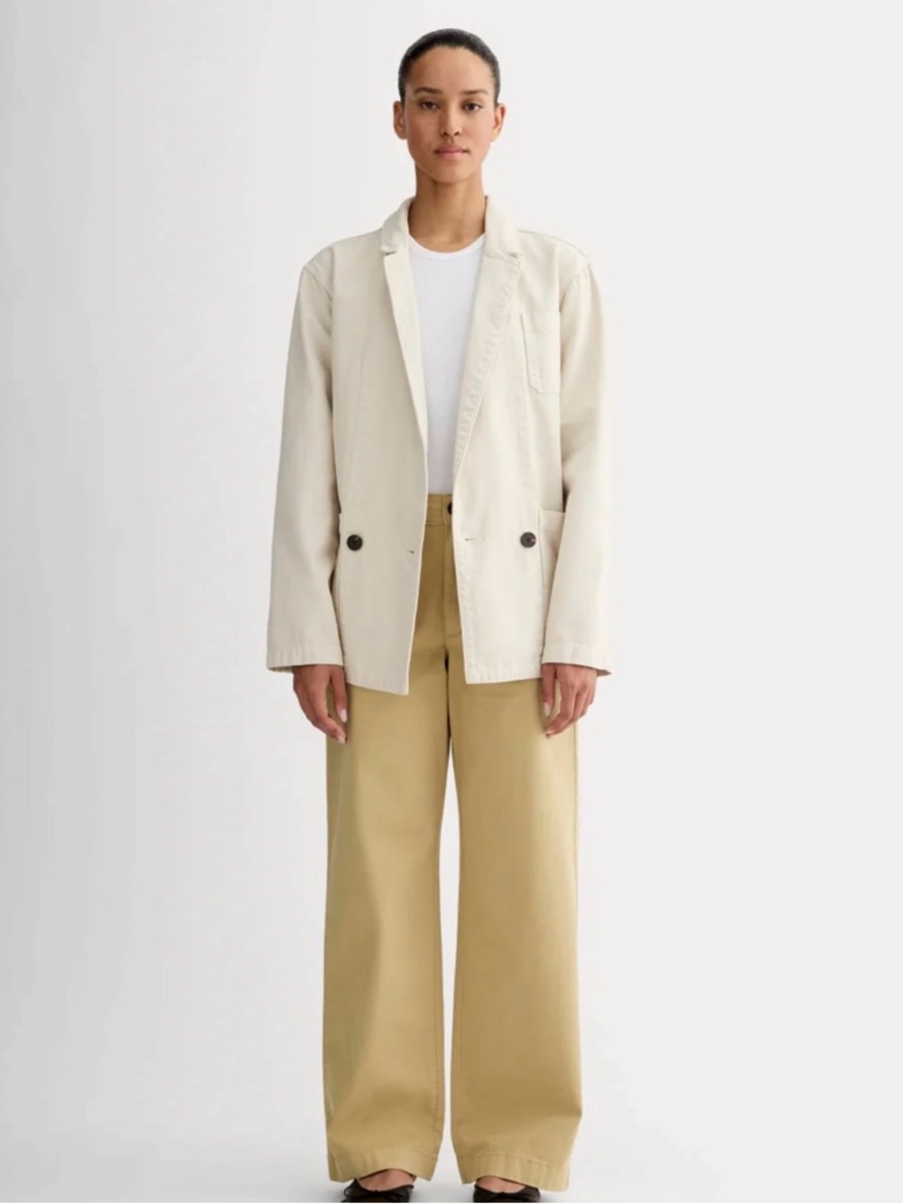 Everlane Wide Leg Chino Pants in Light Beige